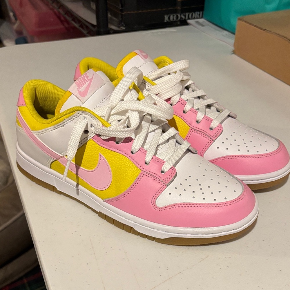 Nike Dunk Low Colorblock Low-Top Sneakers in Pink, Yellow & White Never Worn! - Picture 2 of 6